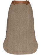 Wales Bonner Contrast-belt Midi Skirt - Brown