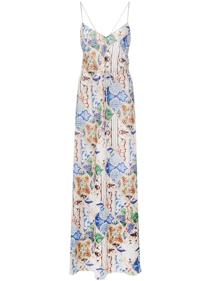 Esteban Cortazar Tile Print Maxi Dress - Blue
