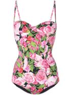 Dolce & Gabbana Rose Print Swimsuit, Women's, Size: 3, Pink/purple, Polyamide/spandex/elastane/polyurethane