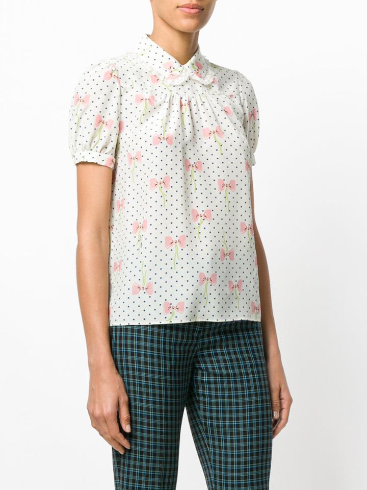 Miu Miu Polka-dot Bow Blouse - Nude & Neutrals