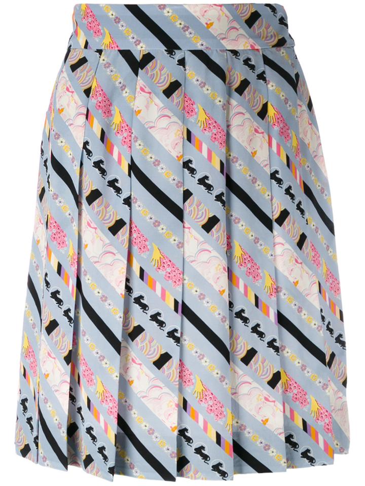 Marc Jacobs Patterned Stripe Pleated Skirt - Grey