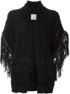 Laneus Fringed Knit Gilet, Women's, Size: 40, Black, Cotton/viscose/acrylic/aluminium