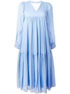 Masscob Flared Midi Dress, Women's, Size: Small, Blue, Silk/cotton