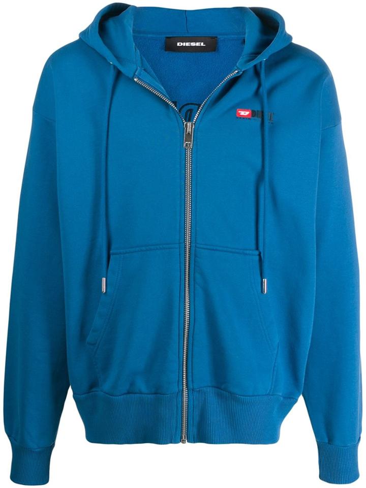 Diesel Zipped Up Hoodie - Blue