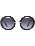 Miu Miu Eyewear Reveal Glitter Sunglasses - Black