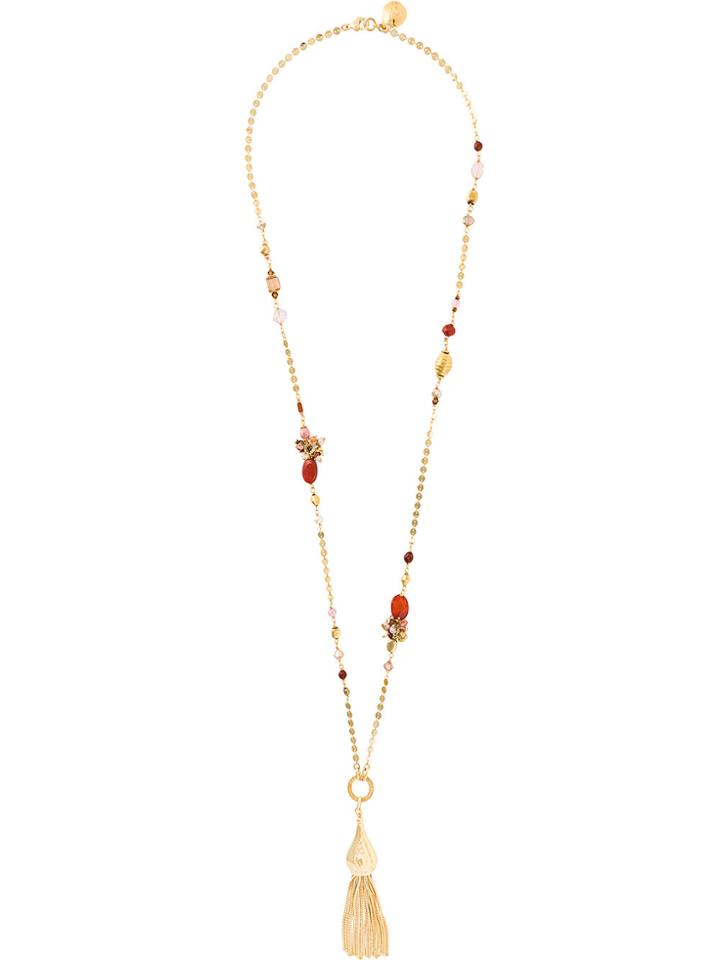 Gas Bijoux Beaded Tassel Necklace - Metallic