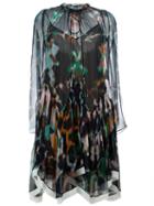 Chloé Smocked Split Neck Dress, Women's, Size: 36, Silk/polyester