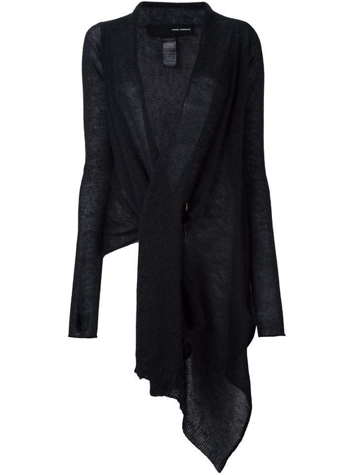 Isabel Benenato Asymmetric Elongated Cardigan, Women's, Size: 40, Black, Silk/mohair