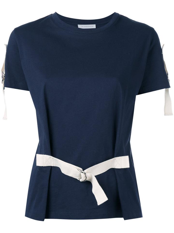 J.w.anderson Belted T-shirt, Women's, Size: Small, Blue, Cotton