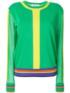 Dvf Diane Von Furstenberg Striped Crew Neck Sweater - Green