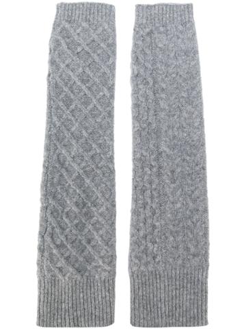 Pringle Of Scotland Cable Knit Gloves - Grey