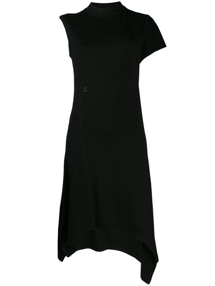 Alix Asymmetric Flared Midi Dress - Black