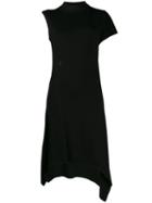 Alix Asymmetric Flared Midi Dress - Black