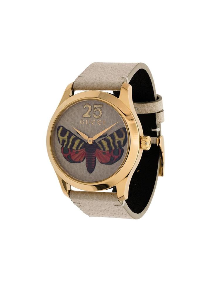 Gucci Butterfly Embroidered Leather Watch - Neutrals