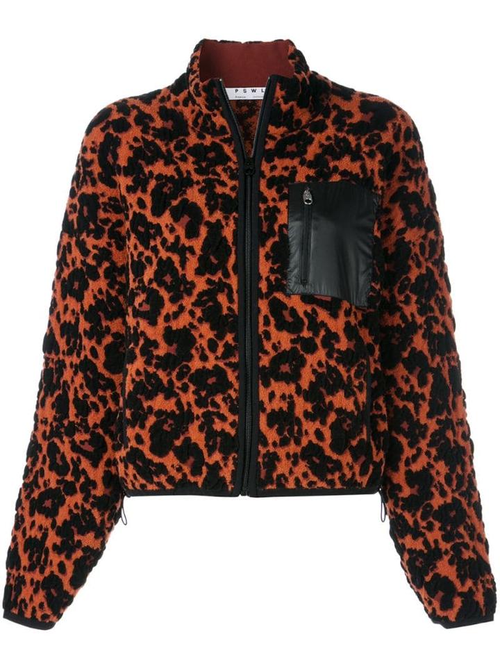 Proenza Schouler Pswl Leopard Bubble Jacquard Cropped Bomber Jacket -