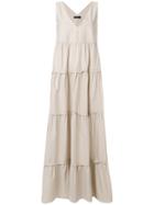Twin-set Deep V-neck Maxi Dress - Nude & Neutrals