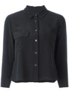 Equipment Flap Chest Pockets Shirt, Women's, Size: Medium, Black, Silk