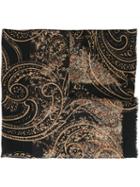 Etro Paisley Print Scarf, Women's, Black, Silk/polyester/cashmere/wool