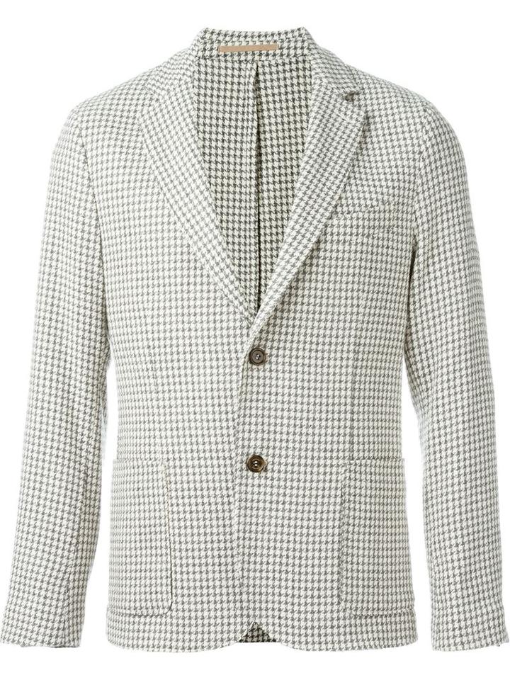 Eleventy Houndstooth Blazer, Men's, Size: 48, Nude/neutrals, Cotton/viscose/linen/flax/spandex/elastane
