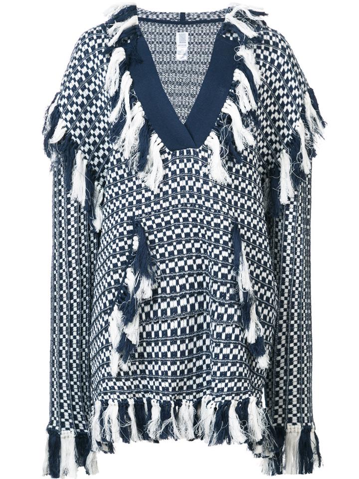 Rosie Assoulin Tassel Poncho Pullover - Blue