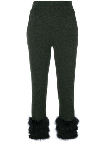Izaak Azanei Fur Trim Cropped Trousers - Green