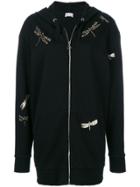 Red Valentino Dragonfly Applique Longline Hoody - Black