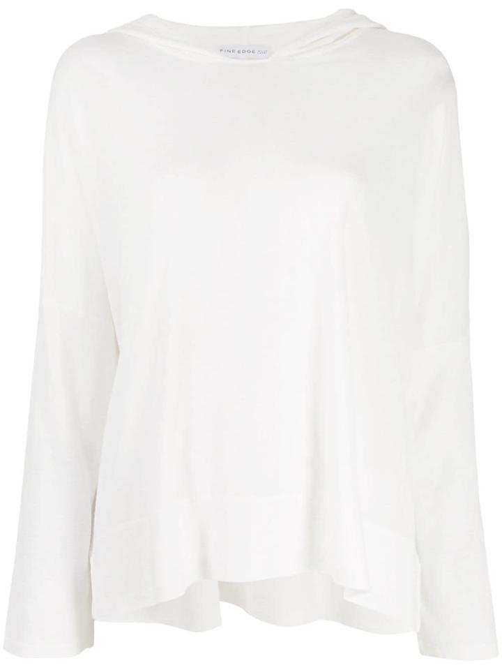 Fine Edge Oversized Knitted Hoodie - White
