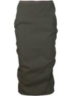 Rick Owens Back Slit Skirt, Women's, Size: 42, Green, Cotton/rubber