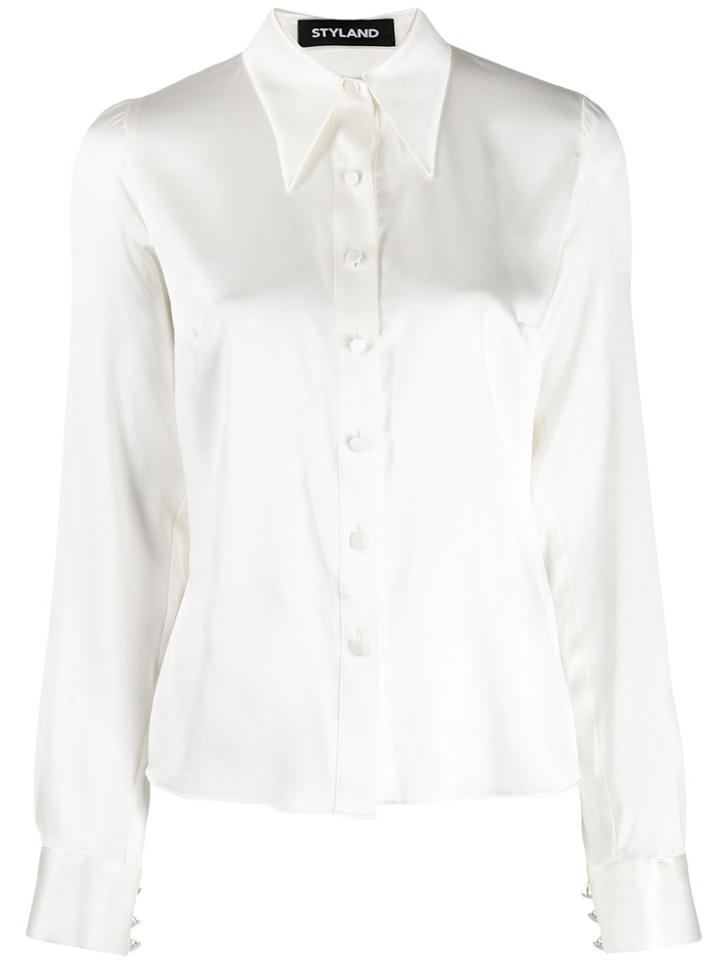 Styland Fitted Pointed Collar Shirt - White