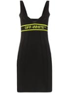 Off-white Contrast-logo Knitted Mini Dress - Black
