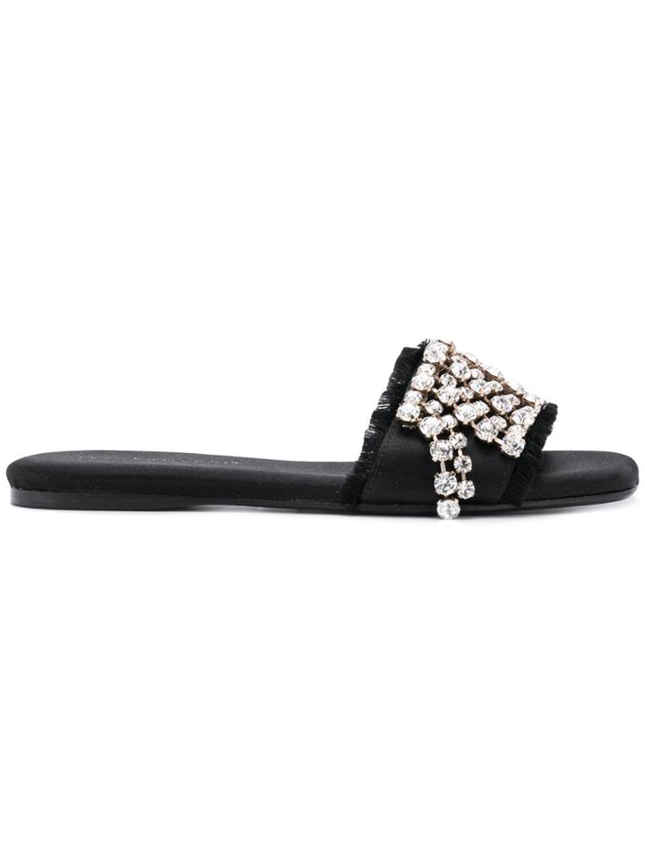 Anna Baiguera Embellished Slides - Black