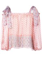 Ulla Johnson Floral Print Tie Sleeves Blouse - Pink & Purple