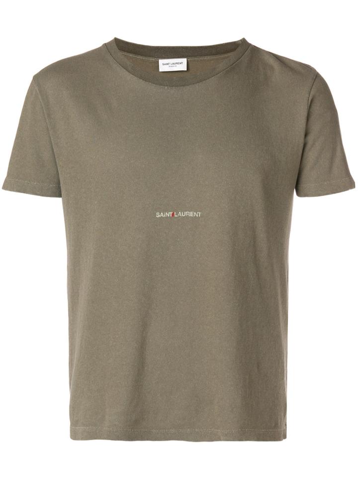 Saint Laurent Logo Print T-shirt - Green