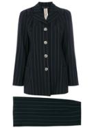 Versace Vintage Pinstripe Skirt Suit - Blue