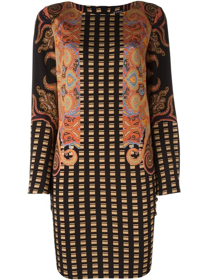 Etro Checked Paisley Print Shift Dress