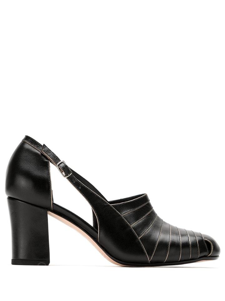 Sarah Chofakian Cut Out Leather Pumps - Black