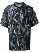 Dolce & Gabbana Bird Print Henley T-shirt, Men's, Size: 52, Black, Silk
