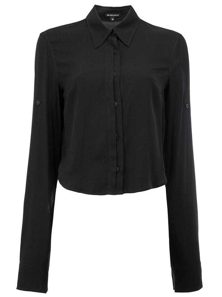 Ann Demeulemeester Cropped Shirt, Women's, Size: 34, Black, Rayon
