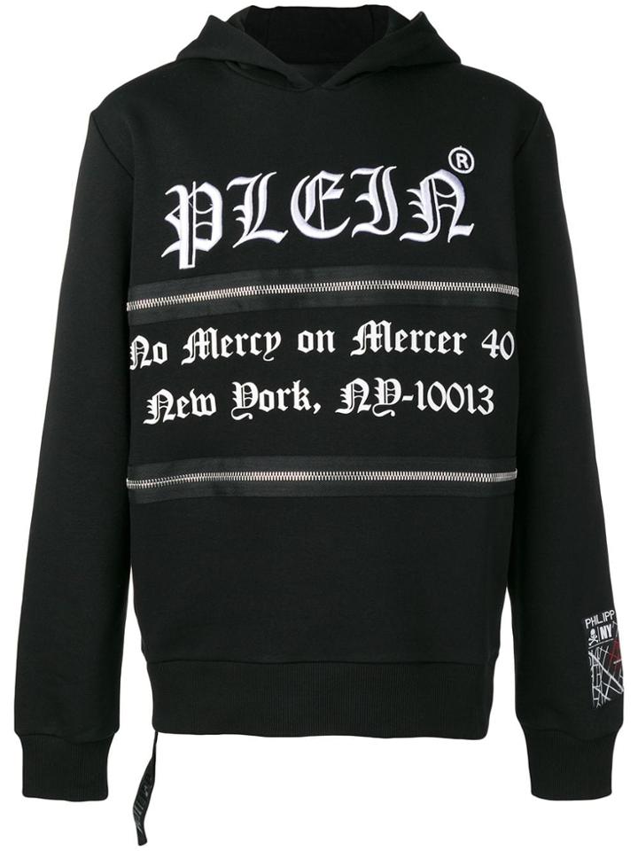 Philipp Plein Zip Detal Logo Hoodie - Black