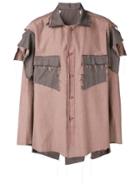 Sulvam Contrast Panel Distressed Shirt - Grey