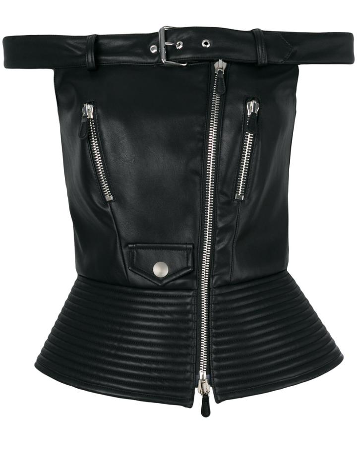 Moschino Off-centre Zipped Top - Black