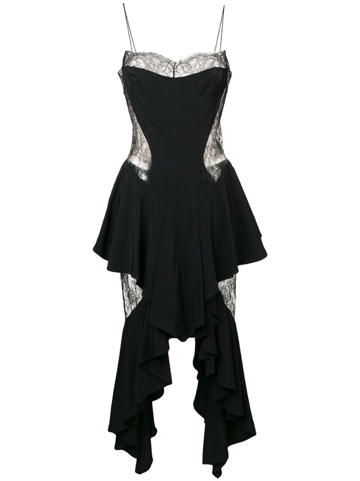 Alexandre Vauthier Lace Inserts Ruffled Dress - Black