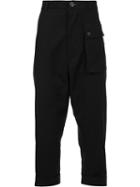Wooster + Lardini Flap Pocket Cropped Trousers, Men's, Size: 46, Black, Cotton/wool