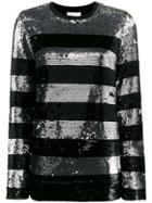 Beau Souci Metallic Striped Sequin Blouse - Black
