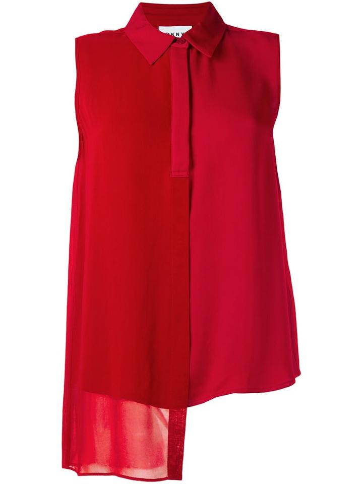 Dkny - Sleeveless Asymmetric Shirt - Women - Viscose - S, Red, Viscose
