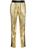 Ingie Paris Contrast Trim Shiny Trousers - Gold