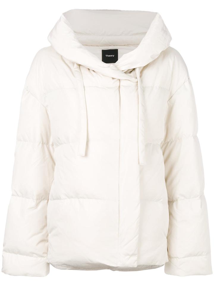 Theory Shawl Collar Puffer Jacket - Nude & Neutrals