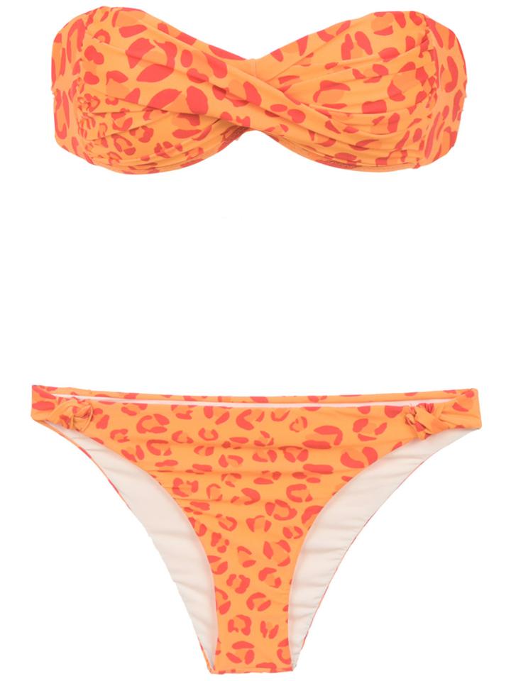Amir Slama Printed Bandeau Bikini Set - Yellow & Orange