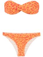 Amir Slama Printed Bandeau Bikini Set - Yellow & Orange