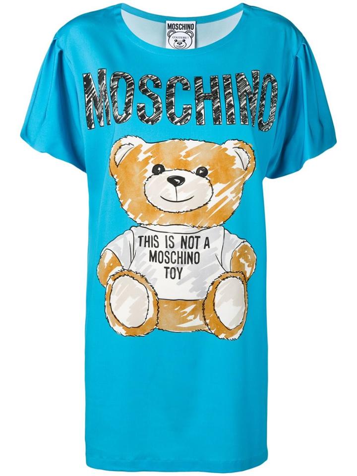 Moschino Teddy Bear Print T-shirt Dress - Blue